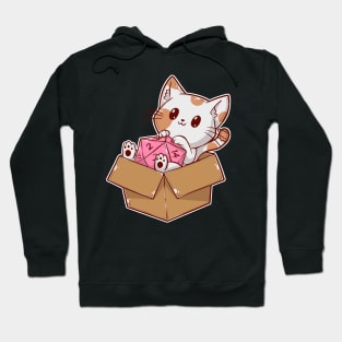 Cat in Box With D20 Dice Hoodie